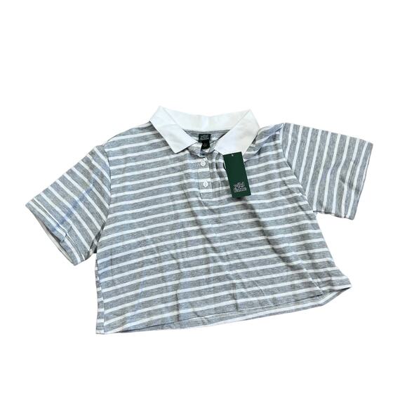 wild fable Tops - Wild Fable Women's Striped Short Sleeve Cropped Polo - Size Medium - NWT